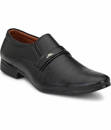 John Karsun Black Men's Slip On Formal Shoes