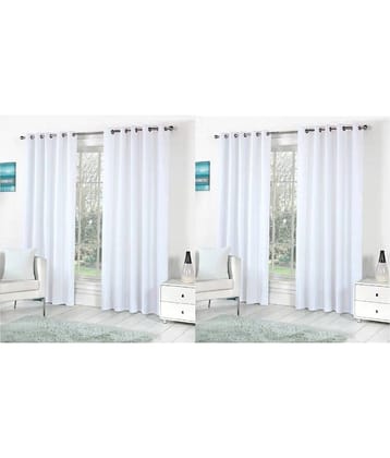 N2C Home Solid Semi-Transparent Eyelet Curtain 7 ft ( Pack of 4 ) - White