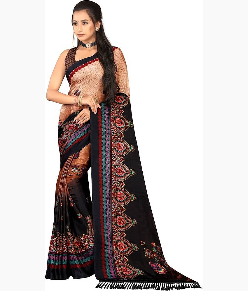 LEELAVATI Crepe Embroidered Saree With Unstitched Blouse Piece ( Multicolor )