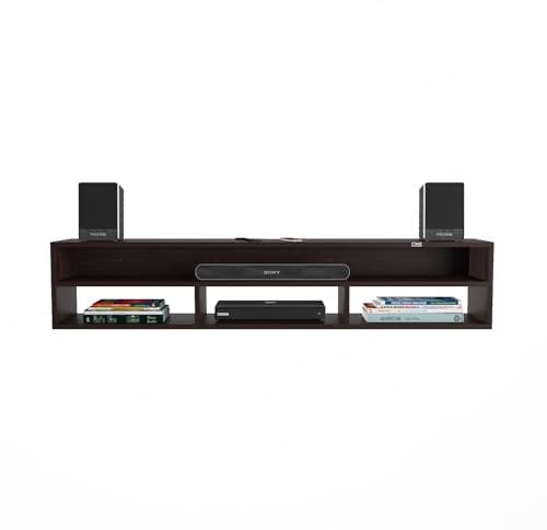 DAS August Wall Mount Engineered Wood TV Entertainment Unit/Tv Rack Set to Box Stand with Wall Shelves for Living Room Flowery Wenge Finish (Ideal for up to 43") Screen