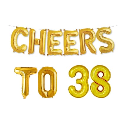 Balloonistics Cheers to Thirthy Eight Foil Balloon Combo Number 38 Foil Balloon for Birthday and Anniversary