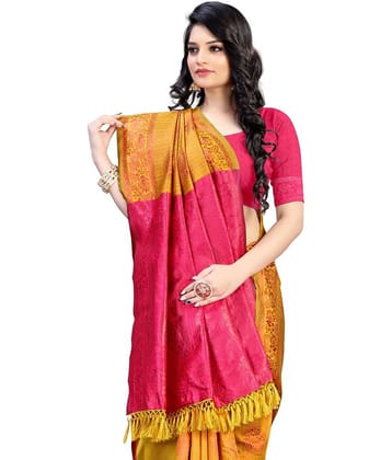 THE PRIVATE LABLE Mysore Silk Embroidered Saree With Unstitched Blouse Piece ( Blue )