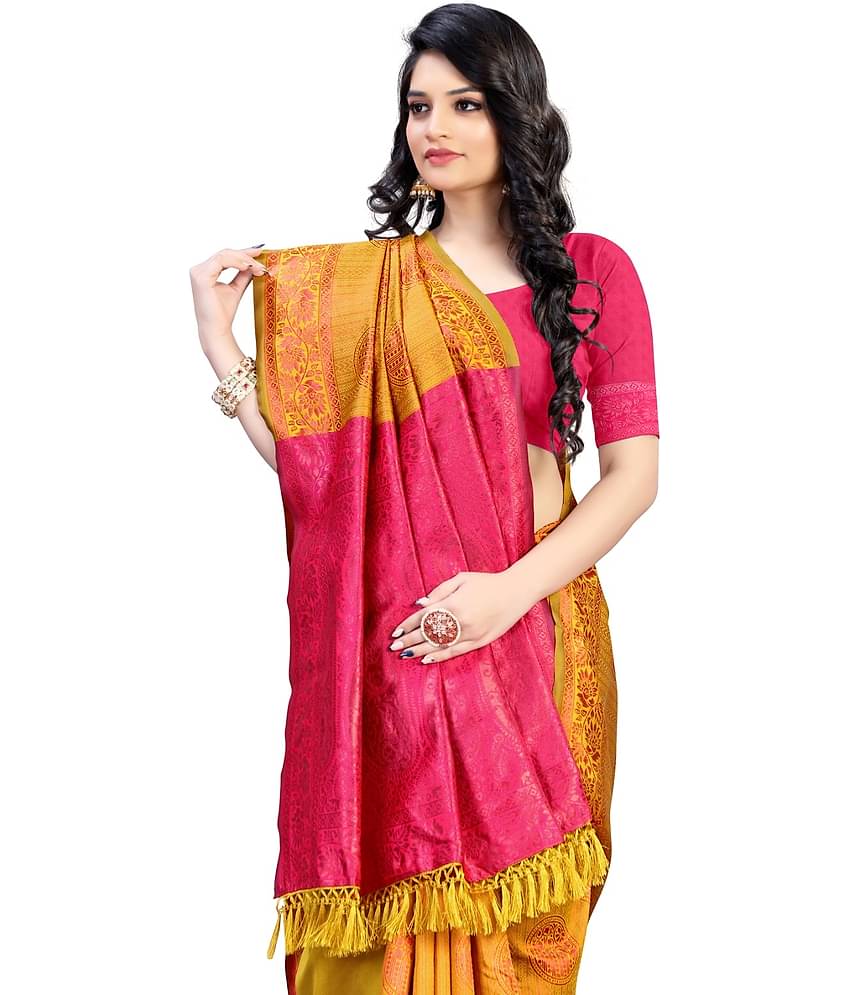 THE PRIVATE LABLE Mysore Silk Embroidered Saree With Unstitched Blouse Piece ( Blue )