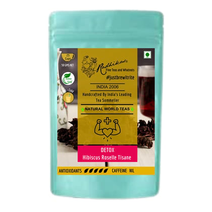 DETOX Hibiscus Roselle Tisane - A Fruity Infusion for Daily Wellness (50 gm - Makes 25 Cups of Tea) by M/S RADHIKAS FINE TEAS AND WHATNOTS