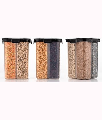 Analog Kitchenware Dal/Pasta/Grocery PET Black Multi-Purpose Container ( Set of 3 )