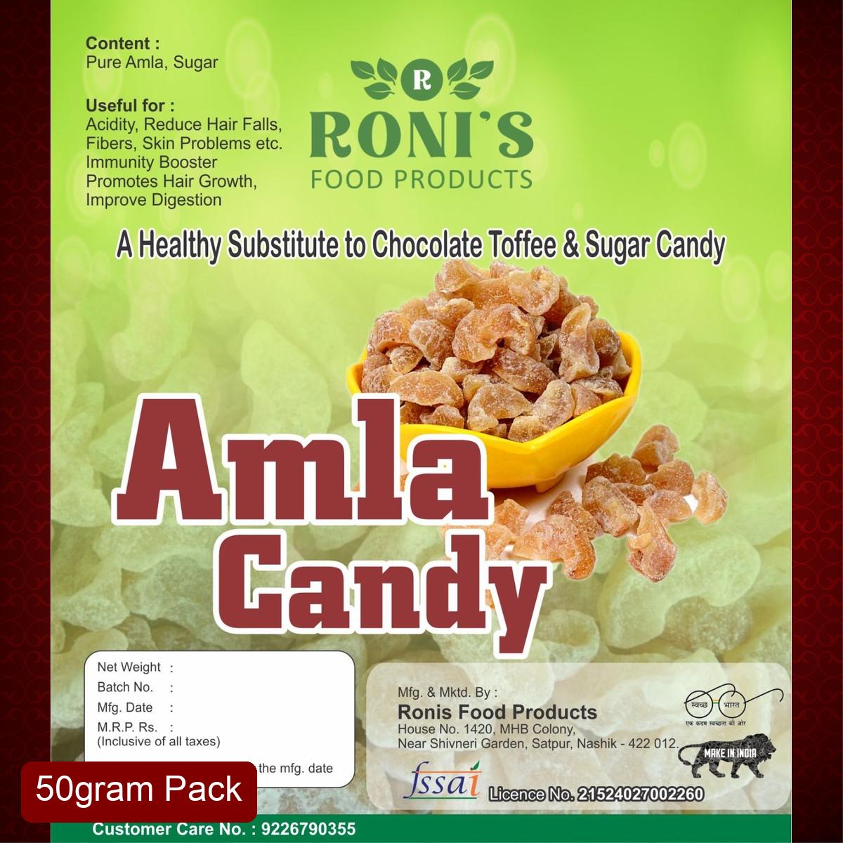 Roni's Amla Candy (50g) | Sweet and Tangy Indian Gooseberry Treats | Immunity Booster | Rich in Vitamin C | Nashik Famous