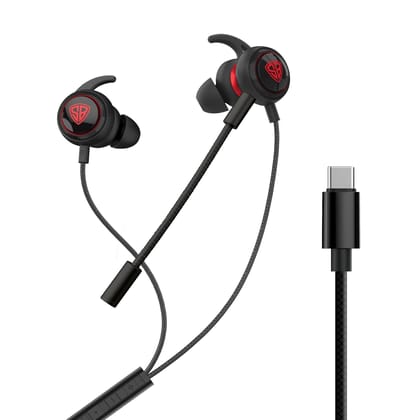SpinBot BattleBudz C30 Wired in Ear Type C Gaming Earphone with Detachable Boom Mic |12mm Drivers | Dedicated Mic Mute Switch
