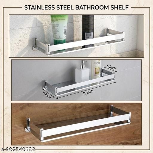Bathroom Shelf Rack Wall Mounted Single Layer Stainless Steel