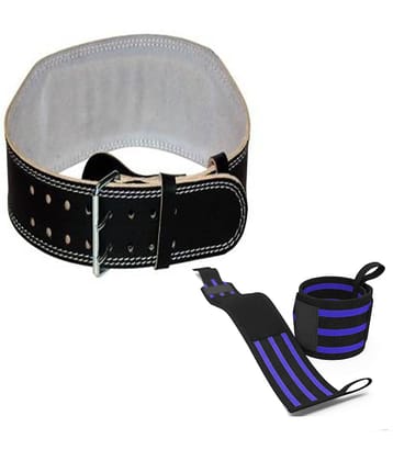 VINTO BEAST MODE COMBO 1 LEATHER (LARGE) 32-36 SIZE GYM BELT, 2 PC WRIST SUPPORTS