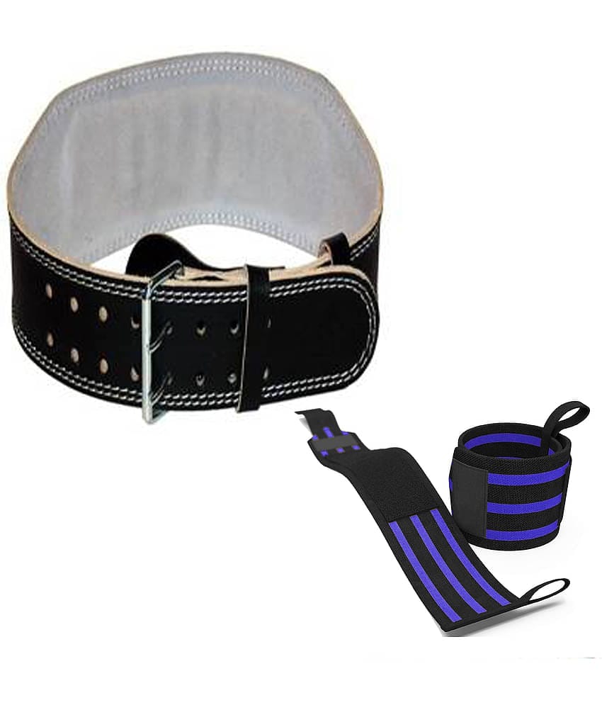 VINTO BEAST MODE COMBO 1 LEATHER (LARGE) 32-36 SIZE GYM BELT, 2 PC WRIST SUPPORTS