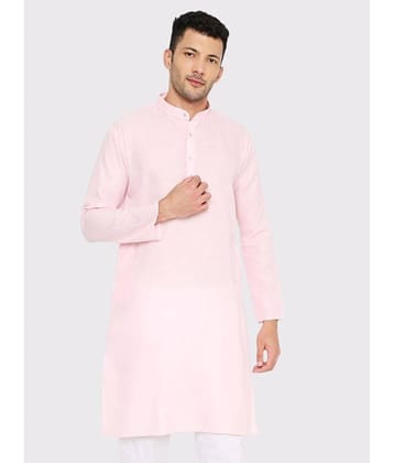 Maharaja - Light Pink Cotton Blend Men's Regular Kurta ( Pack of 1 )