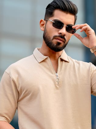 Elliot Biscuit Half Sleeve Polo T-Shirt-S