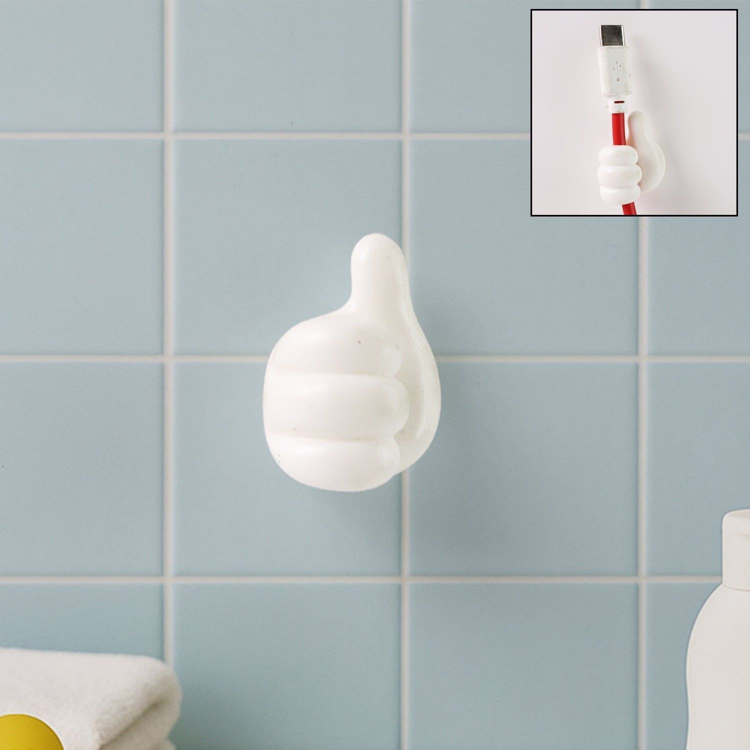 White Multifunctional Multi functional Hand Shape Wall Clip Hanger Keys Cable Holder