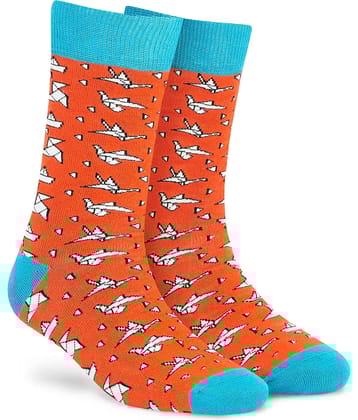 Dynamocks Orange Casual Full Length Socks Pack of 1