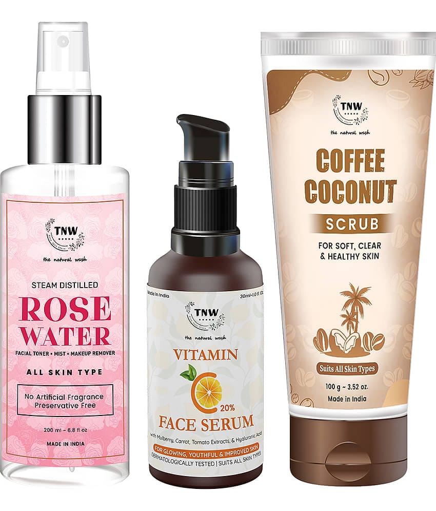 TNW - The Natural Wash Skin Care Combo (Coffee Coconut Scrub + Vitamin C Serum Facial Kit mL Pack of 3