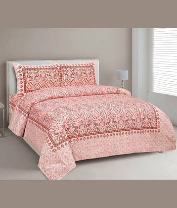 CLOTHORO Cotton 1 Double King Bedsheet with 2 Pillow Covers ( Maroon )