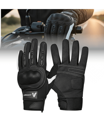 AKSMIT Black Polyester Men's Biker Gloves ( Pack of 1 )