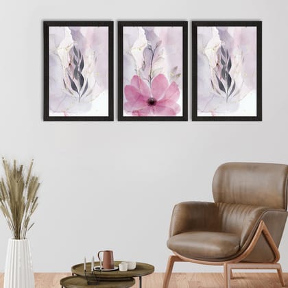 Watercolour Flower Pastel Set of 3 Satin Matt Texture UV Art Painting