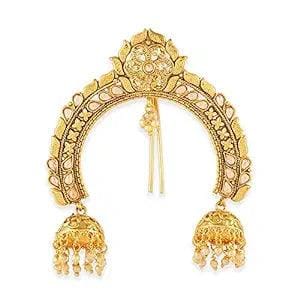 Gold Plated Pearl Floral Choti Joda Hair Pin for Girls and W