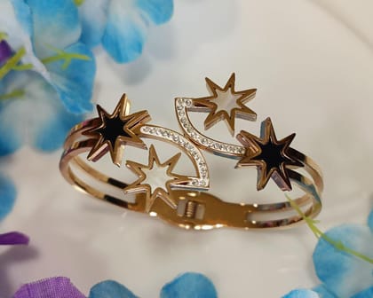 Stainless Steel Rosegold/Silver Plated Star Shape Kada-STKD 2626