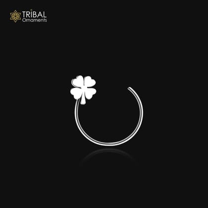 925 sterling silver flower design nose pin u band tribal jewelry np82
