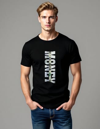 Premium Cotton T-Shirts with Bold Graphic DTF Prints (Color-Black, Size-L)