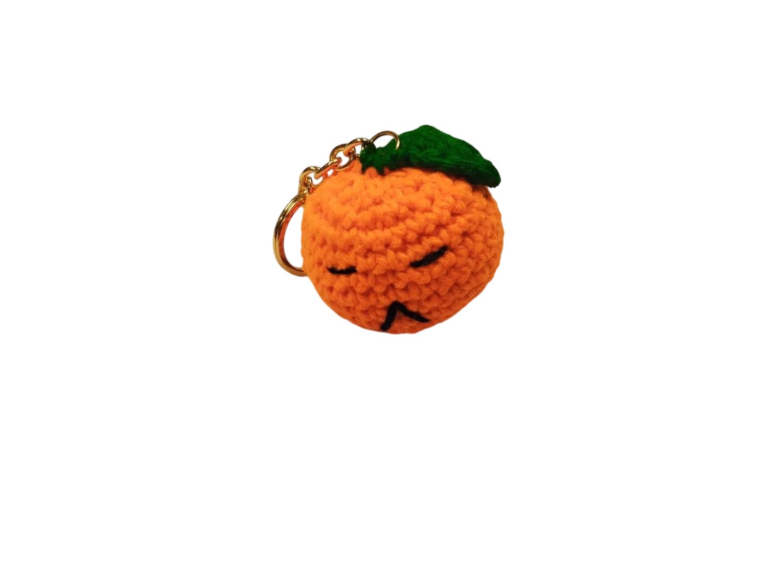 Handmade Crochet Orange Keychain - Cute Yarn Accessory