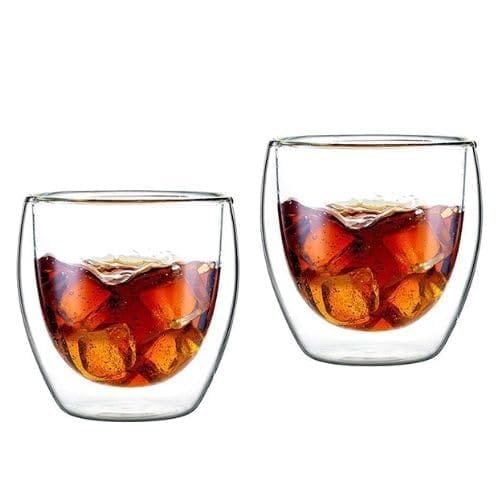Double Wall Glass 250Ml Set of 2 Double Layer Tea & Coffee Cup Double Walled Glass Mugs for hot & Cold Drinks Coffee Tea Milk cappuchino Juice (240 Ml Tumbler)