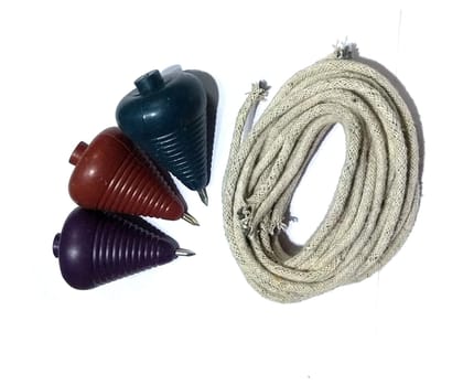 nawani 3 pic games plastic spinning lattoo with thread size 8/6 cm- Multi color