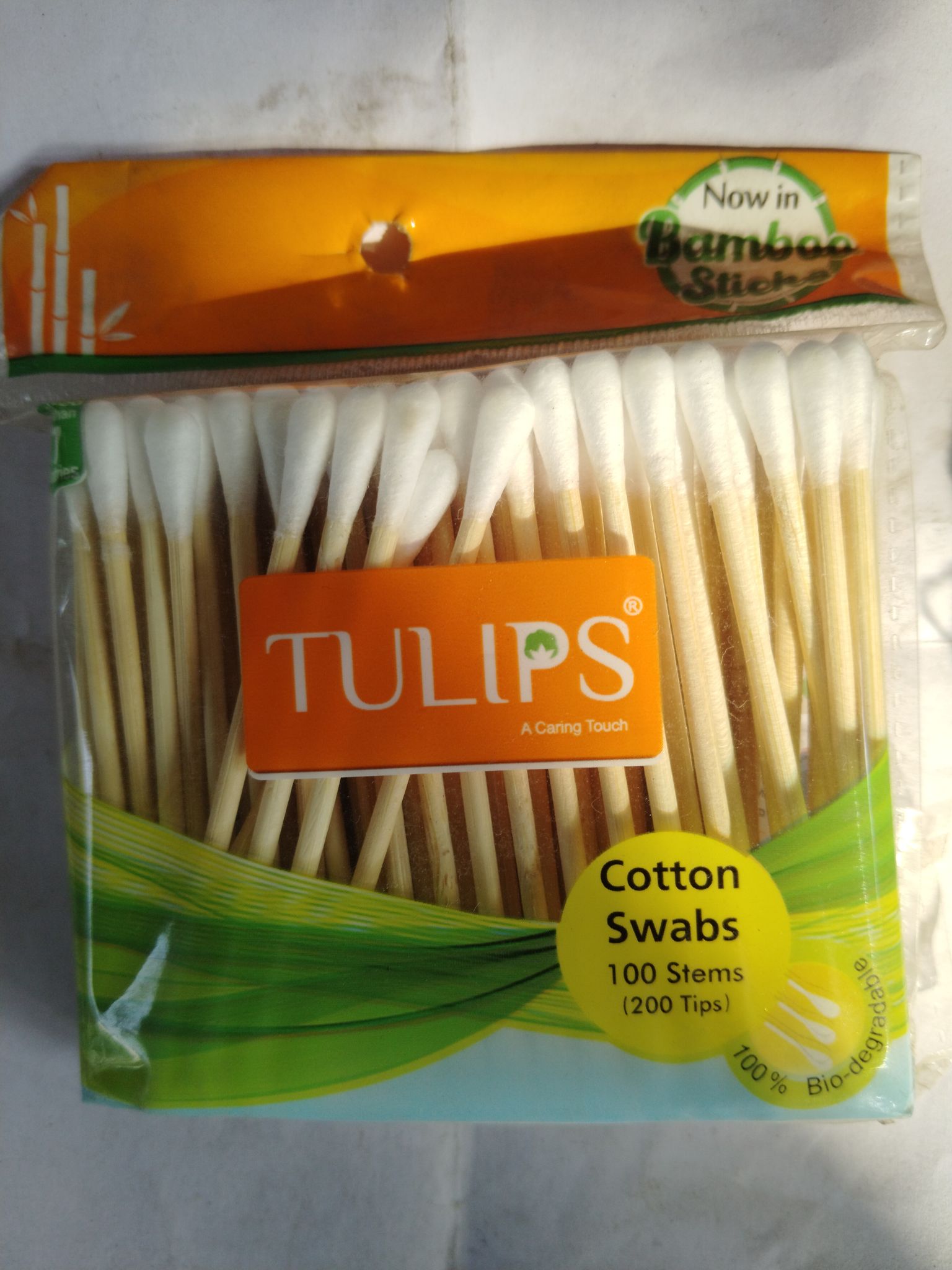 Tulips 100% Bio-degradable Cotton Swabs Sticks 100 stems 