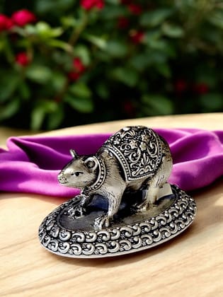 Pure Silver Anti Finish Solid Chuha/Mushakraj Idol