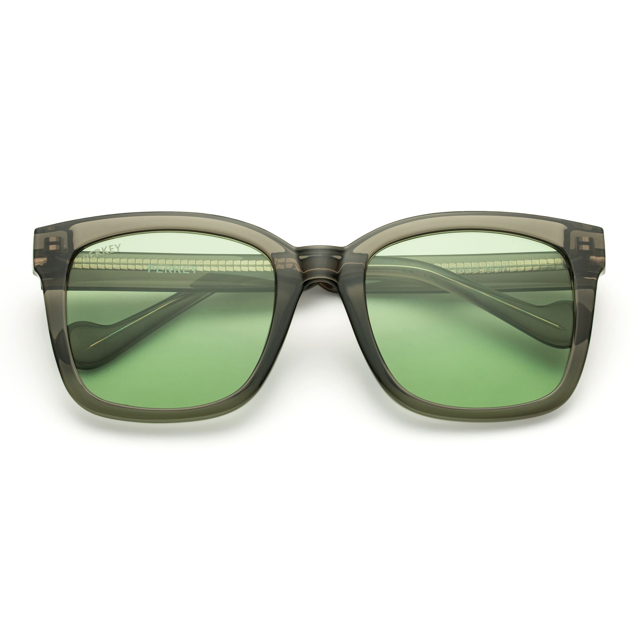 PERKEY Square-Oversized Green UV Protected Polarized Sunglasses Men Women - PRKY003-C2-Medium / Green / Grey