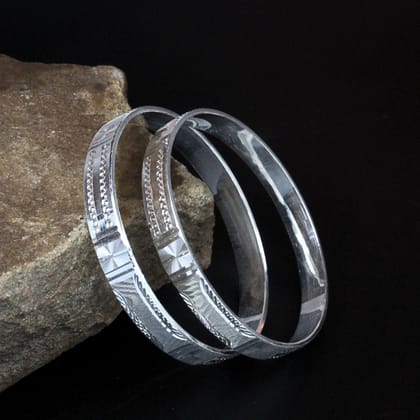 Indian handmade 990 Real Silver Women Bangles Bracelet (Kangan)- Pair-5.4 CM (2.12 Inch) 2.2