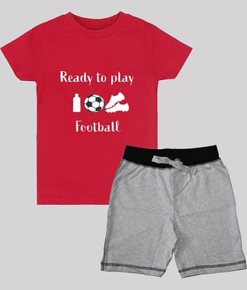 ETCHED DESIGN Pack of 1 Boys Cotton T-Shirt & Shorts Set ( Multicolor )