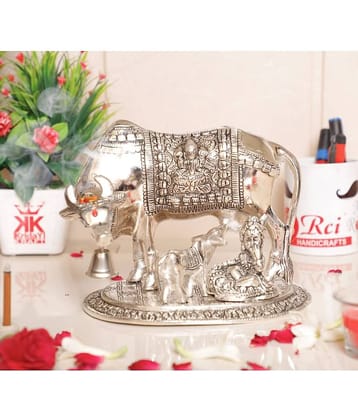 KridayKraft Aluminium Kamdhenu Cow Idol ( 17 cm )