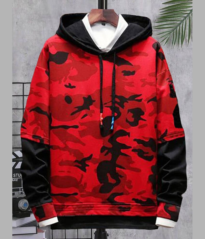 Try This Cotton Blend Hooded Men's Sweatshirt - Red ( Pack of 1 )