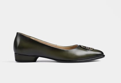 MIRELLA WOMEN LOAFERS IN OLIVE GREEN LEATHER-EU 36/UK 3