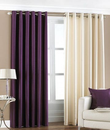 Homefab India Plain Semi-Transparent Eyelet Window Curtain 5ft (Pack of 2) - Multicolor