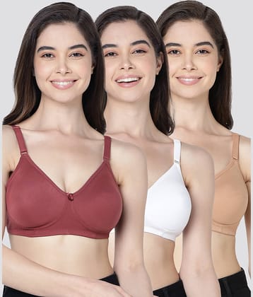 Kalyani Pack of 3 Cotton Blend Non Padded Women's T-Shirt Bra ( Multicolor ) EVLYN