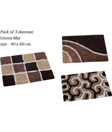 Aazeem  Antiskid Cotton Door Mat ( 60 X 40 cm ) Set of 3  Black