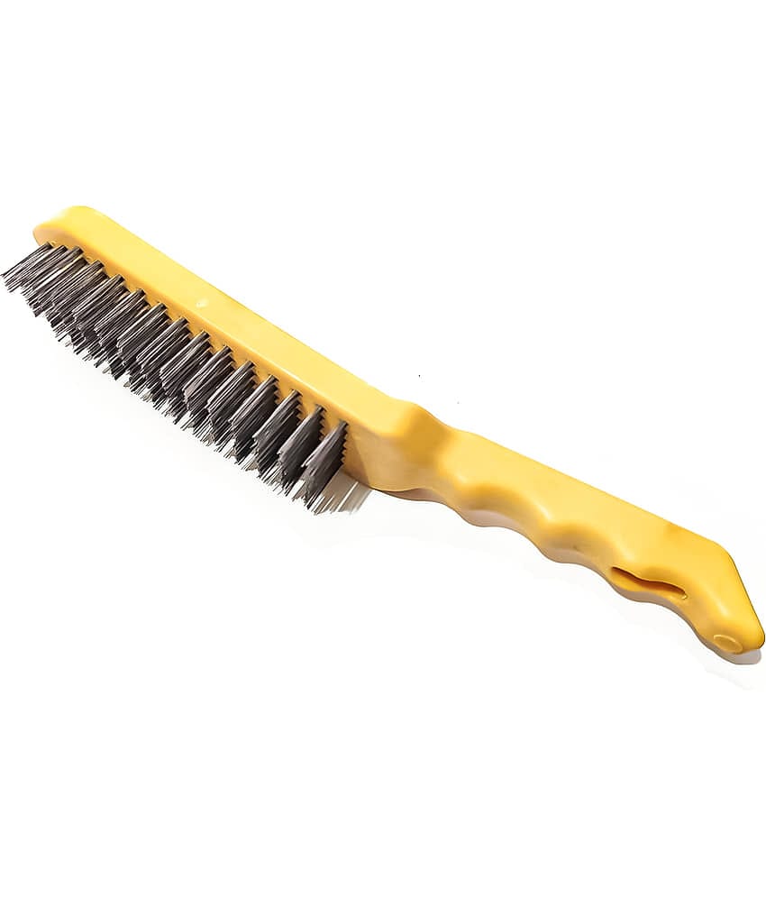 LXMI Plastic Handle Steel Wire Scratch Brush for Cleaning Welding Slag, Rust Plastic Regular Brush ( 1 )
