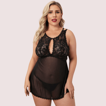 Twilight Temptation Sheer Lace Babydoll – Plus Size Twilight Temptation Sheer Lace Babydoll – Plus Size