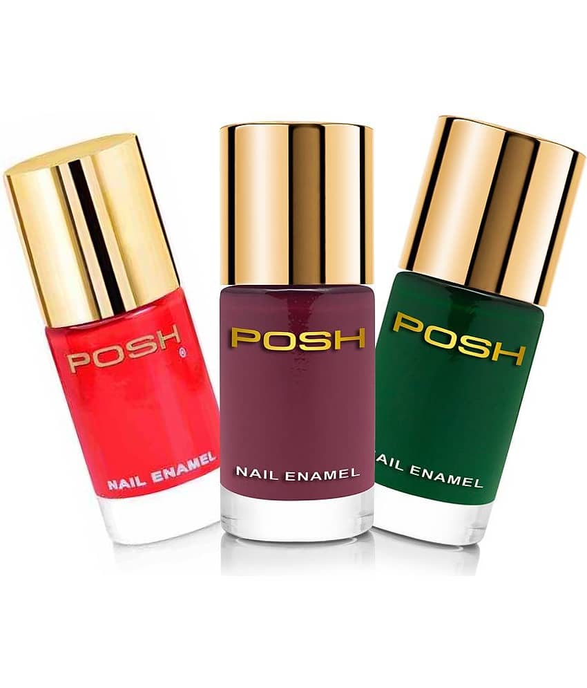 Posh - Multi Glossy Nail Polish ( Pack of 3 )