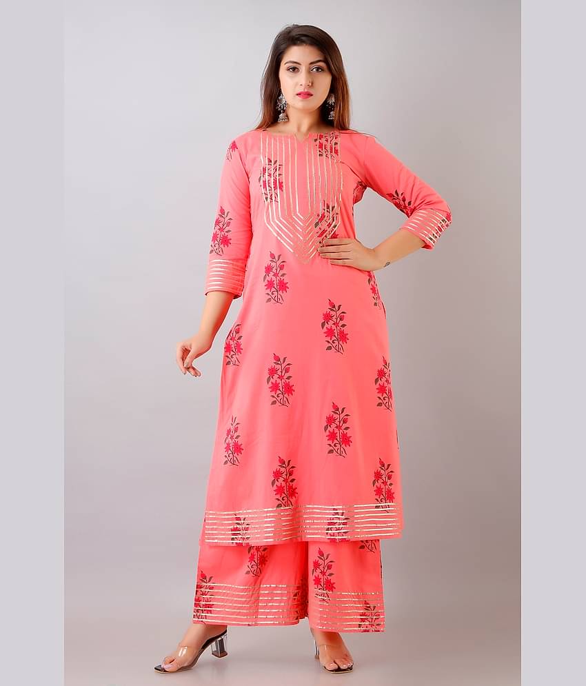 FabbibaPrints - Pink Straight Rayon Women's Stitched Salwar Suit ( Pack of 1 )