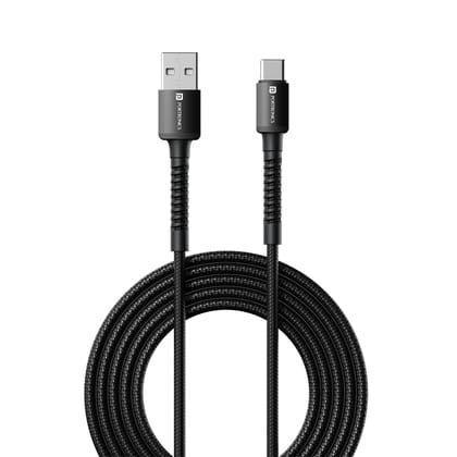 Portronics Konnect X 3A Unbreakable Nylon Braided USB to Type C Fast Charging Cable (Black)