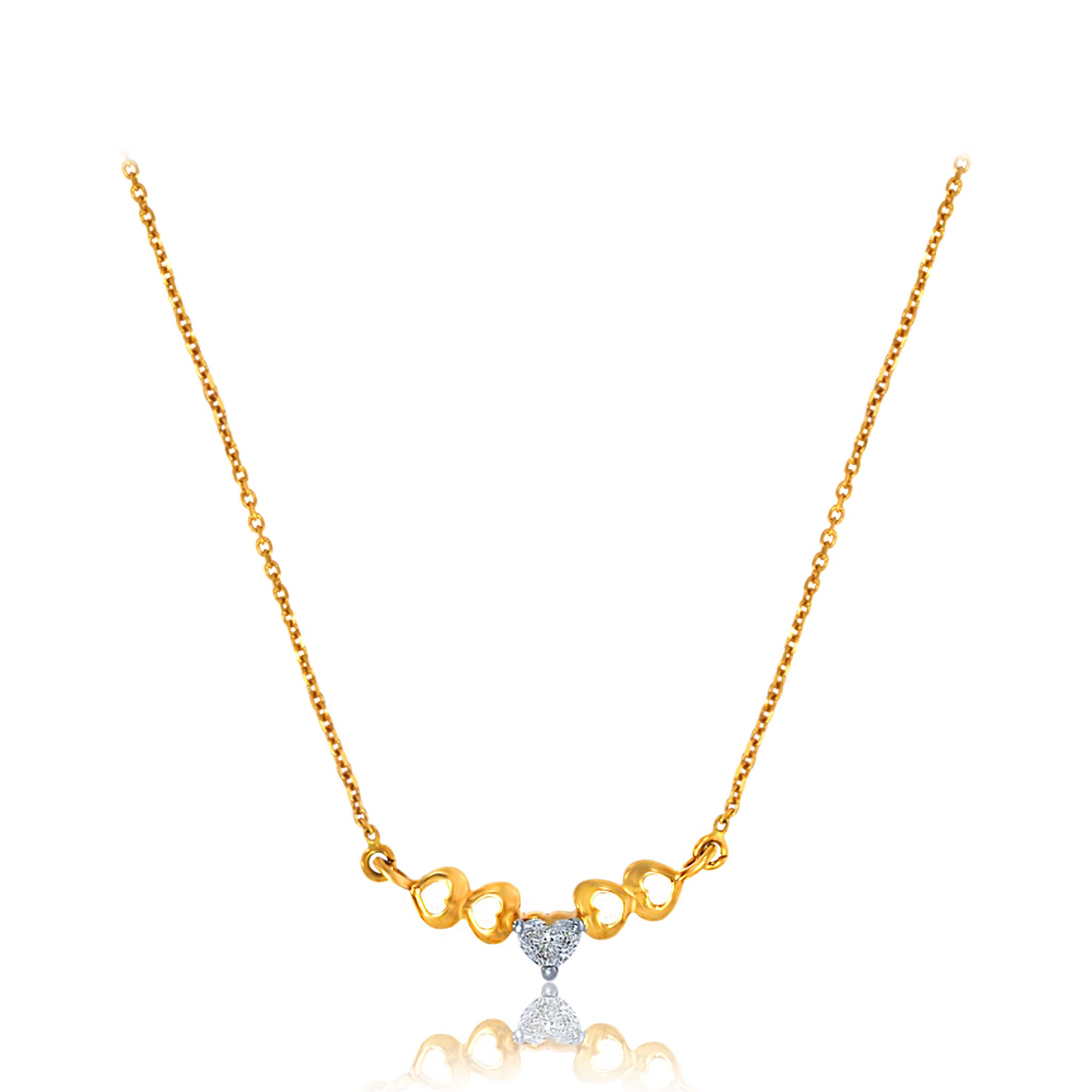 Senco Gold Collate of Hearts Diamond Chain Pendant (2.2 gram / 0.15 Ct / FG-SI / 14K Yellow Gold)