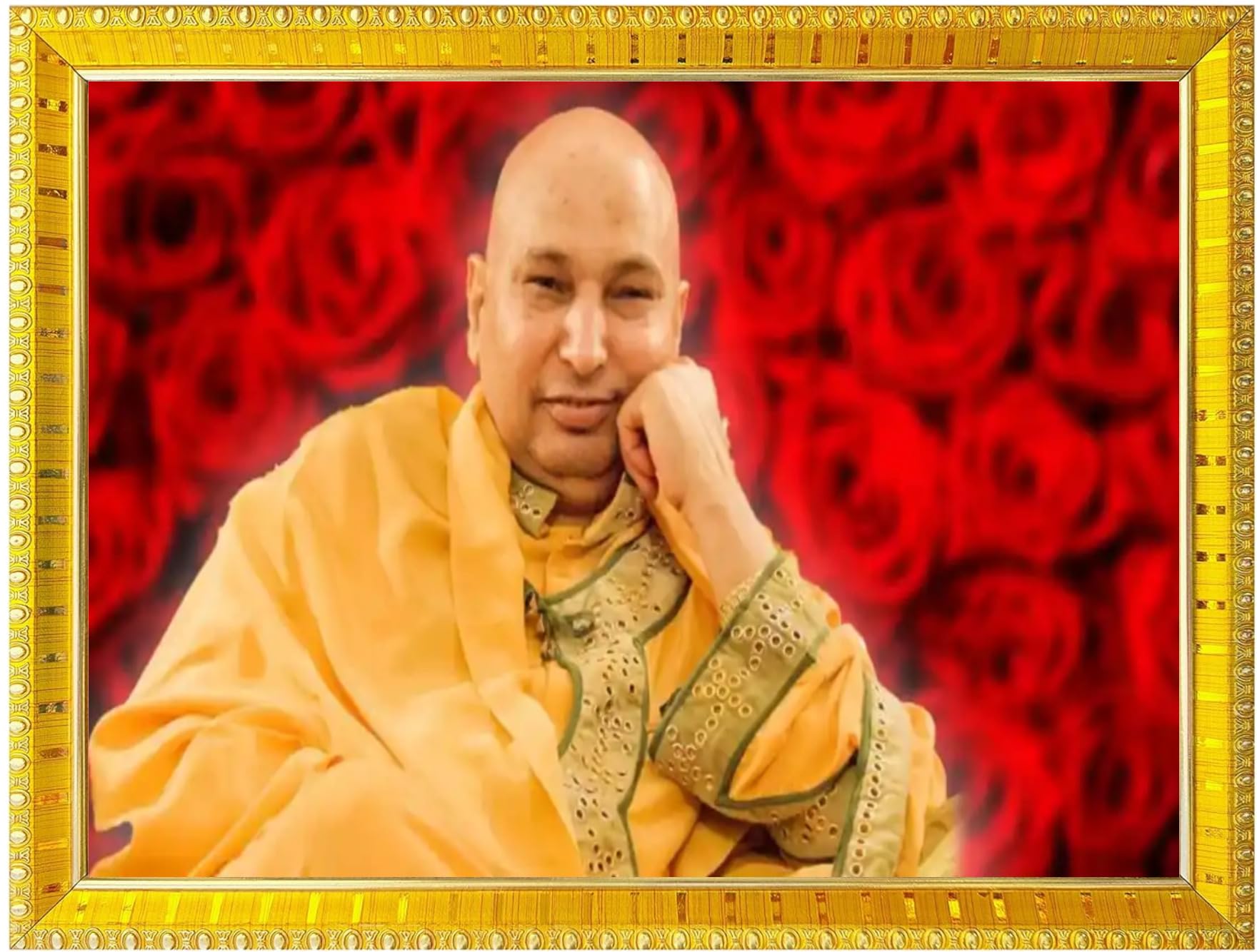NOKKES Jai Guru Ji Swaroop Shukrana Guru Ji Golden 5X7 Inch Photo Frame_AQW24