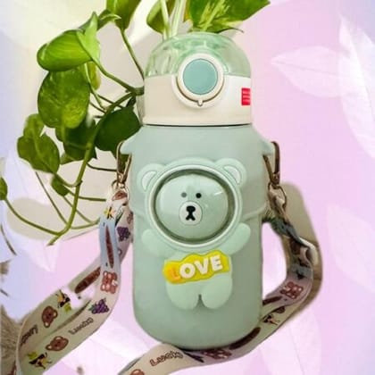 Stainless Steel Insulated Travel Mug for Hot and Cold Drinks, Bear Water Bottle with Strap, Large Size (Green)