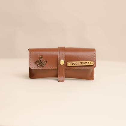 Personalized Tan Eyewear Case – Custom Goggle Case with Name Engraving