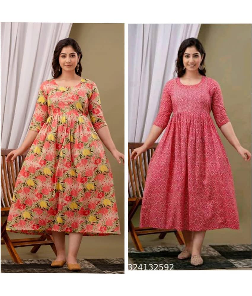 Nevisha Style Multi Color Cotton Maternity Kurta Pack of 2